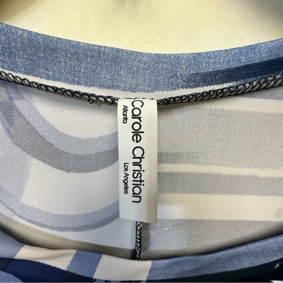 Long sleeves Tan Asymmetrical print Dress/Top Carole Christian Los Angeles small - Picture 2 of 10